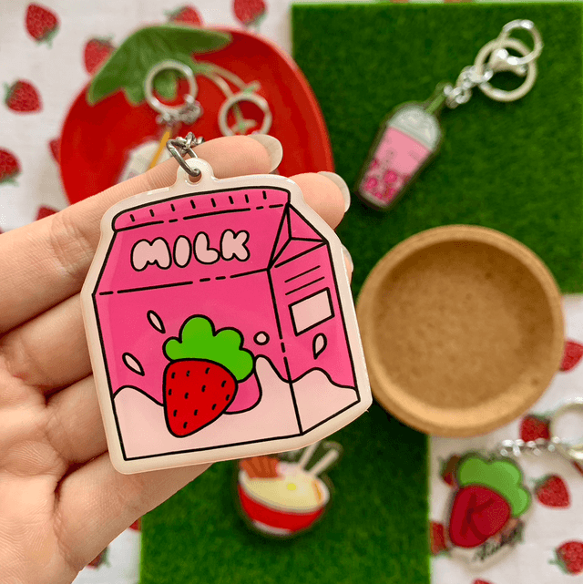 Strawberry MILK keychain
