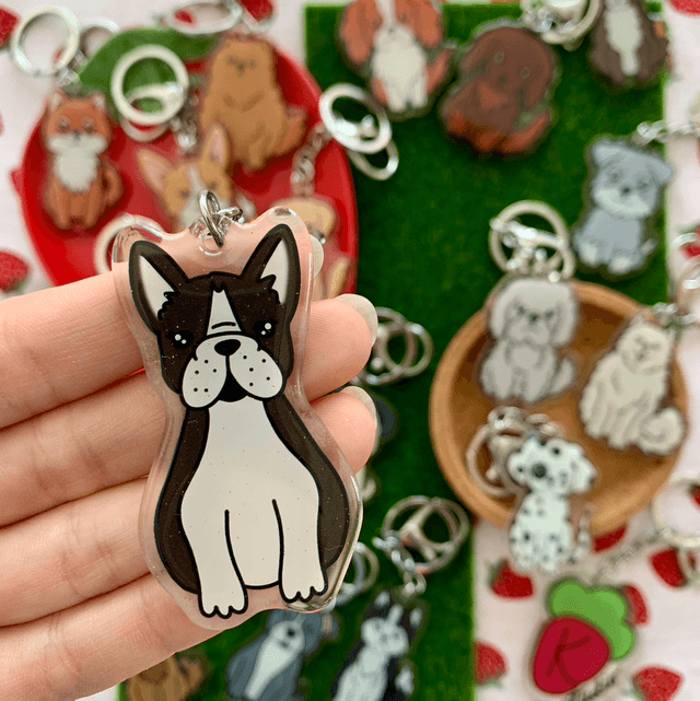 DOG keychain - Boston Terrier