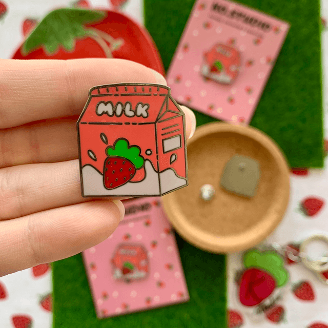 Strawberry MILK enamel pin