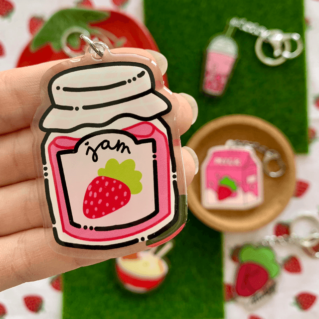 Strawberry JAM keychain