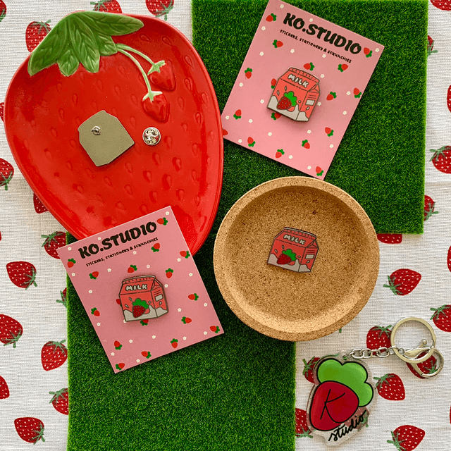 Strawberry MILK enamel pin