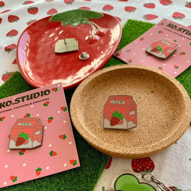 Strawberry MILK enamel pin