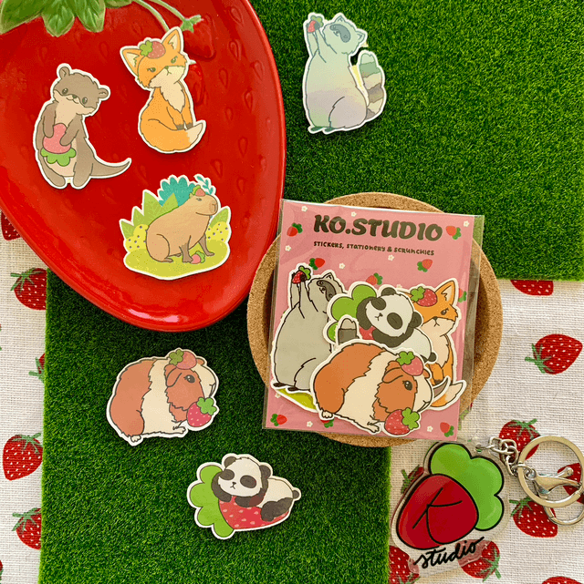 ANIMALS with STRAWBERRY sticker pack